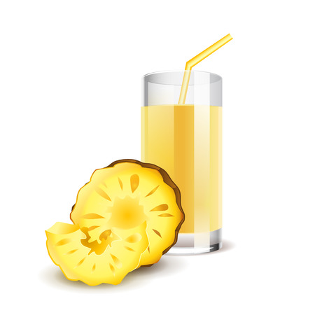 Pineapple juice isolated on white photo-realistic vector illustrationのイラスト素材