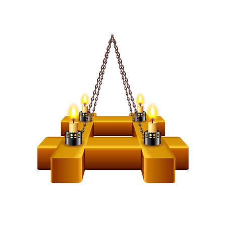 Medieval chandelier isolated on white photo-realistic illustrationのイラスト素材