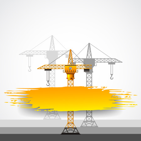 Construction cranes and grunge place for text vector backgroundのイラスト素材