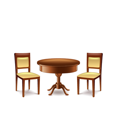 Round table and two chairs isolated on white vector backgroundのイラスト素材