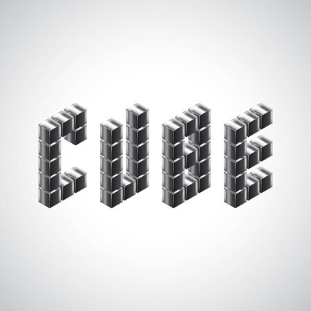 Cube word from 3d metal cubes vector backgroundのイラスト素材
