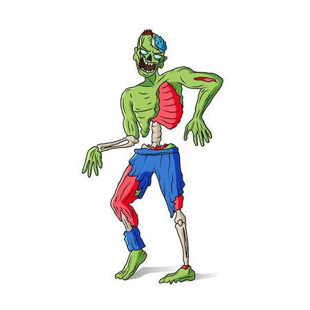 Zombie man cartoon colorful illustration isolated vectorのイラスト素材
