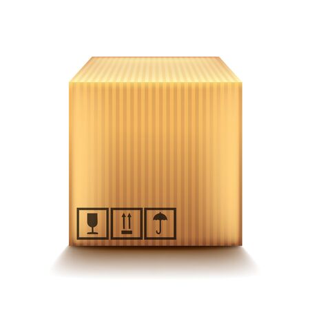 Cardboard box isolated on white photo-realistic vector illustrationのイラスト素材