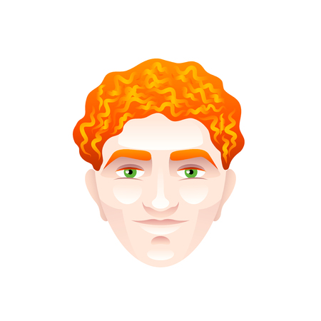 Red haired man face isolated cartoon vector illustrationのイラスト素材