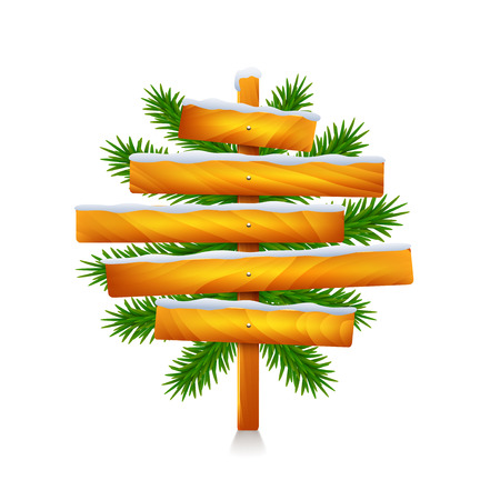 Christmas wooden sign with five planks isolated vectorのイラスト素材