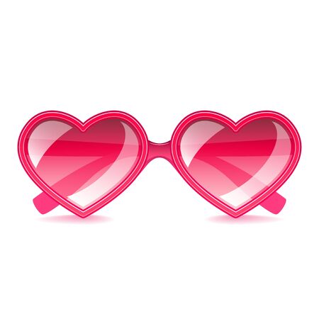 Pink hearts sunglasses isolated on white photo-realistic vector illustrationのイラスト素材
