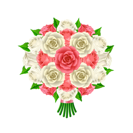 Bride bouquet isolated on white photo-realistic vector illustrationのイラスト素材