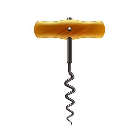 Corkscrew isolated on white photo-realistic vector illustrationのイラスト素材