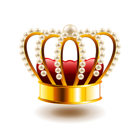 Crown with white pearls isolated photo-realistic vector illustrationのイラスト素材