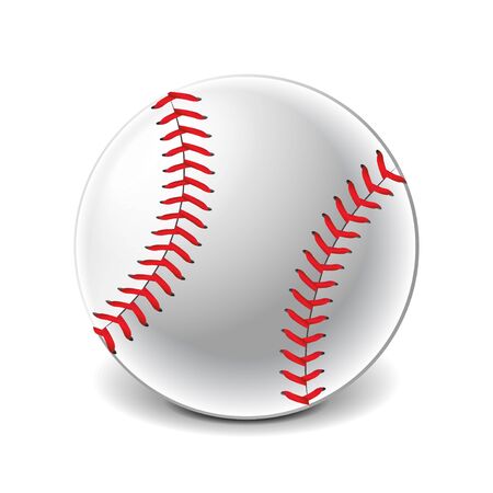 Baseball ball isolated on white photo-realistic vector illustrationのイラスト素材