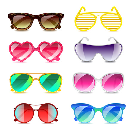 Sunglasses icons detailed photo realistic vector setのイラスト素材