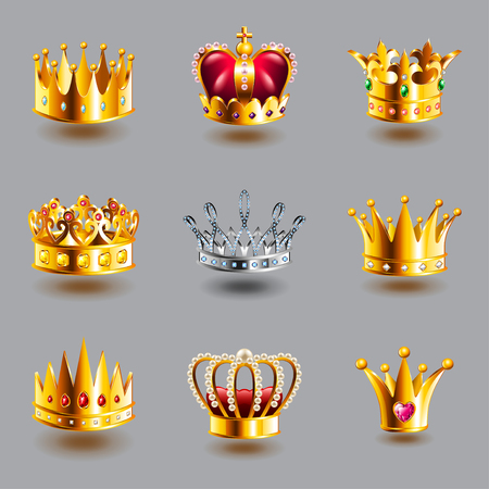 Crowns icons detailed photo realistic vector setのイラスト素材