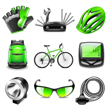 Cycling icons icons detailed photo realistic vector setのイラスト素材