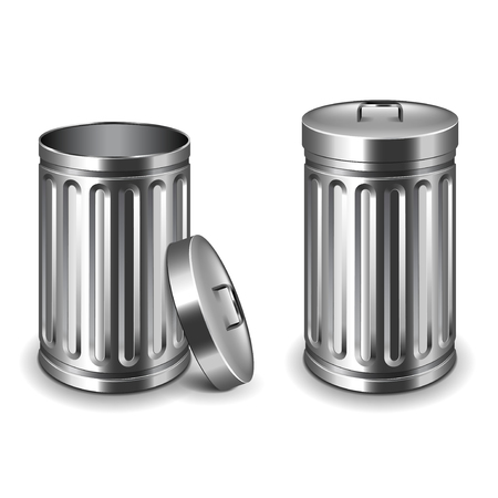 Street trash bin isolated on white photo-realistic vector illustration.のイラスト素材