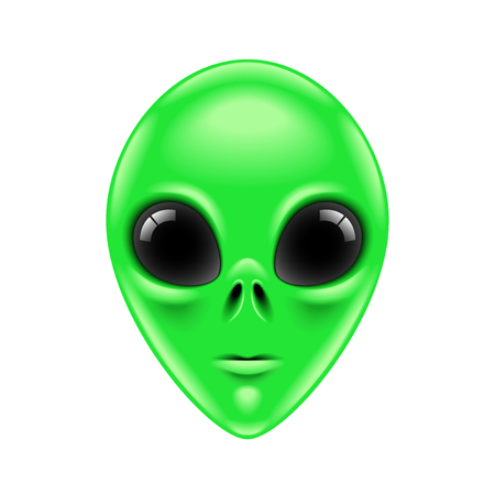 Alien face isolated on white photo-realistic vector illustration.のイラスト素材