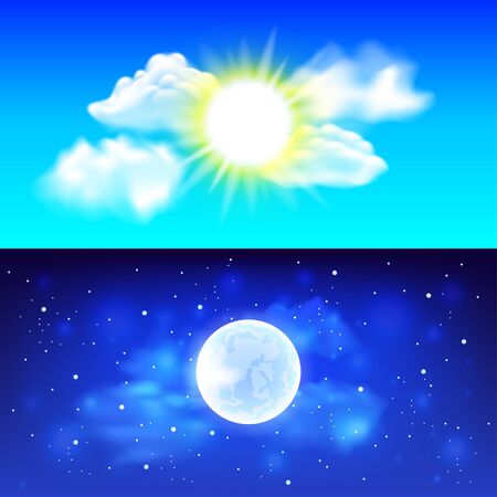 Day and night sky vector background photo-realistic illustration.のイラスト素材