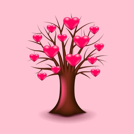 Tree with hearts isolated realistic vector illustration.のイラスト素材