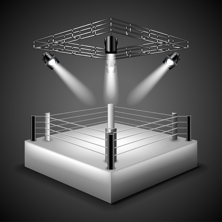 Boxing ring background photo realistic vector illustrationのイラスト素材