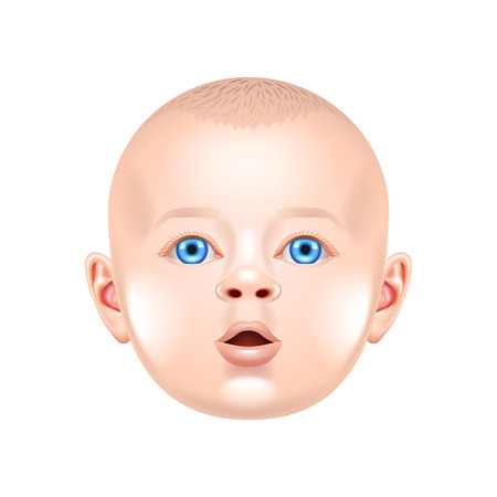 Baby face isolated on white photo-realistic vector illustrationのイラスト素材