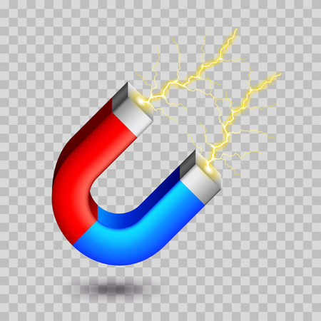 Horseshoe magnet isolated on white photo-realistic vector illustrationのイラスト素材