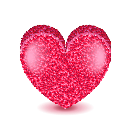 Big pink heart isolated on white photo-realistic vector illustrationのイラスト素材