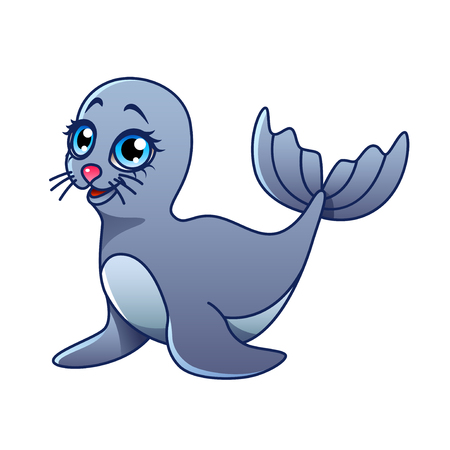 Cartoon seal isolated on white vector illustrationのイラスト素材