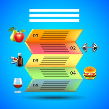 Info graphics with medical objects and colorful stripes.のイラスト素材