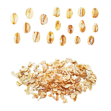 Organic food oat flakes photo realistic vector setのイラスト素材