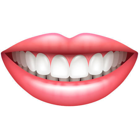 Healthy teeth beautiful woman smile isolated on white vector illustrationのイラスト素材