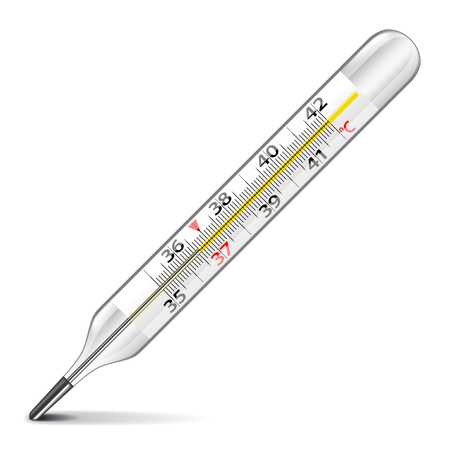 Mercury thermometer isolated on white photo-realistic vector illustrationのイラスト素材