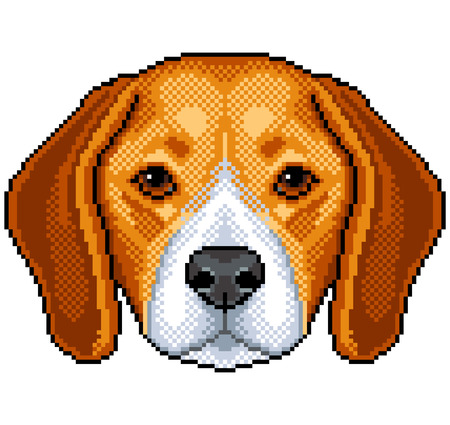 Pixel beagle dog portrait detailed isolated vector illustrationのイラスト素材