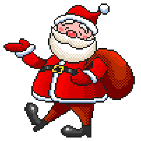 Pixel art funny Santa detailed isolated vectorのイラスト素材