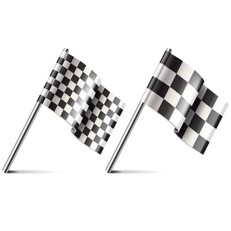 Racing flag isolated on white photo-realistic vector illustrationのイラスト素材