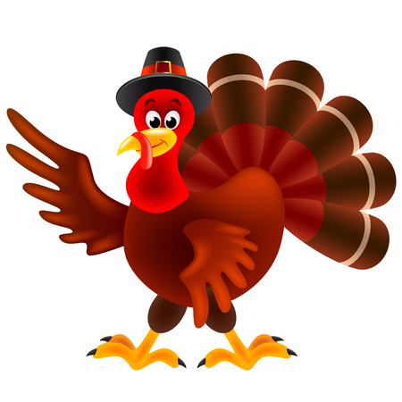 Cartoon turkey thanksgiving day isolated on white vector illustrationのイラスト素材