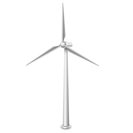 Wind turbines alternative energy resource isolated on white photo-realistic vectorのイラスト素材