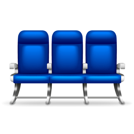 Three airplane seats isolated on white photo-realistic vector illustrationのイラスト素材
