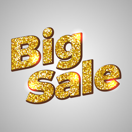 Big sale gold glitter text photo realistic vector backgroundのイラスト素材