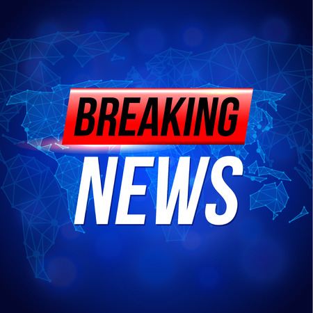 Breaking news dark photo realistic vector background with mapのイラスト素材