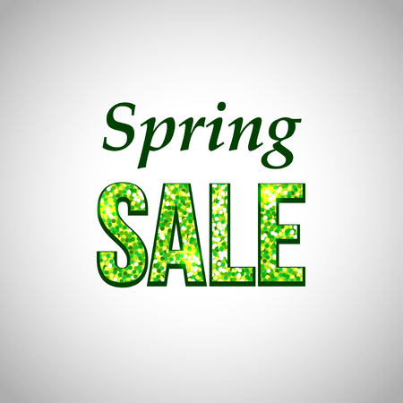 Spring sale gold glitter text on white  conceptのイラスト素材