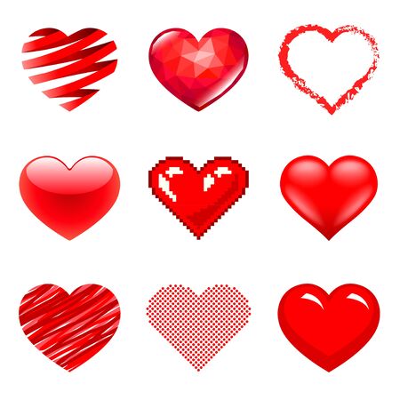 Different hearts icons detailedのイラスト素材