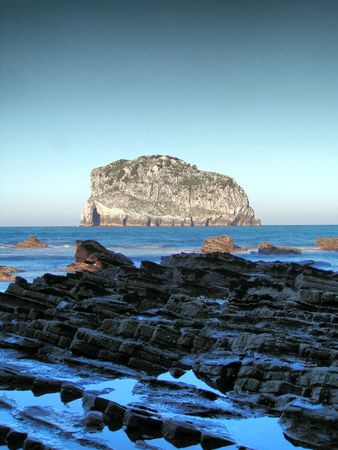 Big rock in San Juan of Gastelugatxe in the Basque Countryの写真素材