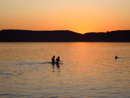 Sunset at the lakeの写真素材