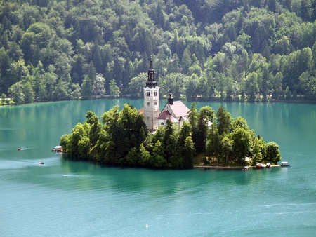Church of Bled on an islandの写真素材