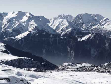 Snow covered mountainsの写真素材