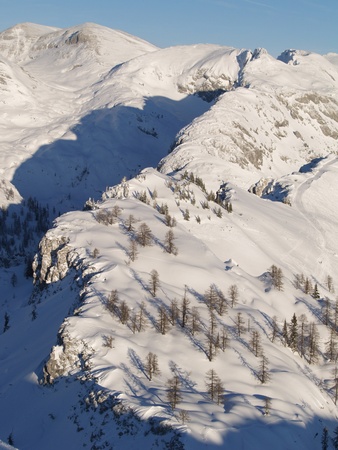 Snow covered mountainの写真素材