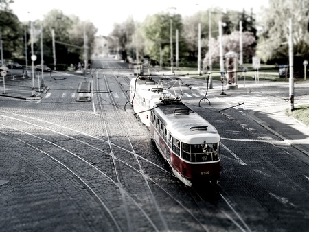 Tram in Prague  tilt shift 