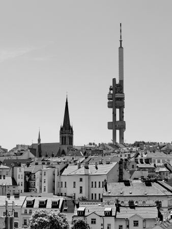City of Prague from above with th TV towerの写真素材