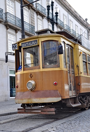 Old tram in the city of Porto, Portugalのeditorial素材