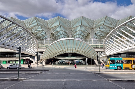 LISBON, PORTUGAL - SEPTEMBER 24  Gare do Oriente railway station in Lisbon, Portugal on September 24, 2012  It was designed by Santiago Calatrava and finished in 1998 for the Expo のeditorial素材
