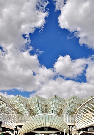 LISBON, PORTUGAL - SEPTEMBER 24  Gare do Oriente railway station in Lisbon, Portugal on September 24, 2012  It was designed by Santiago Calatrava and finished in 1998 for the Expo のeditorial素材